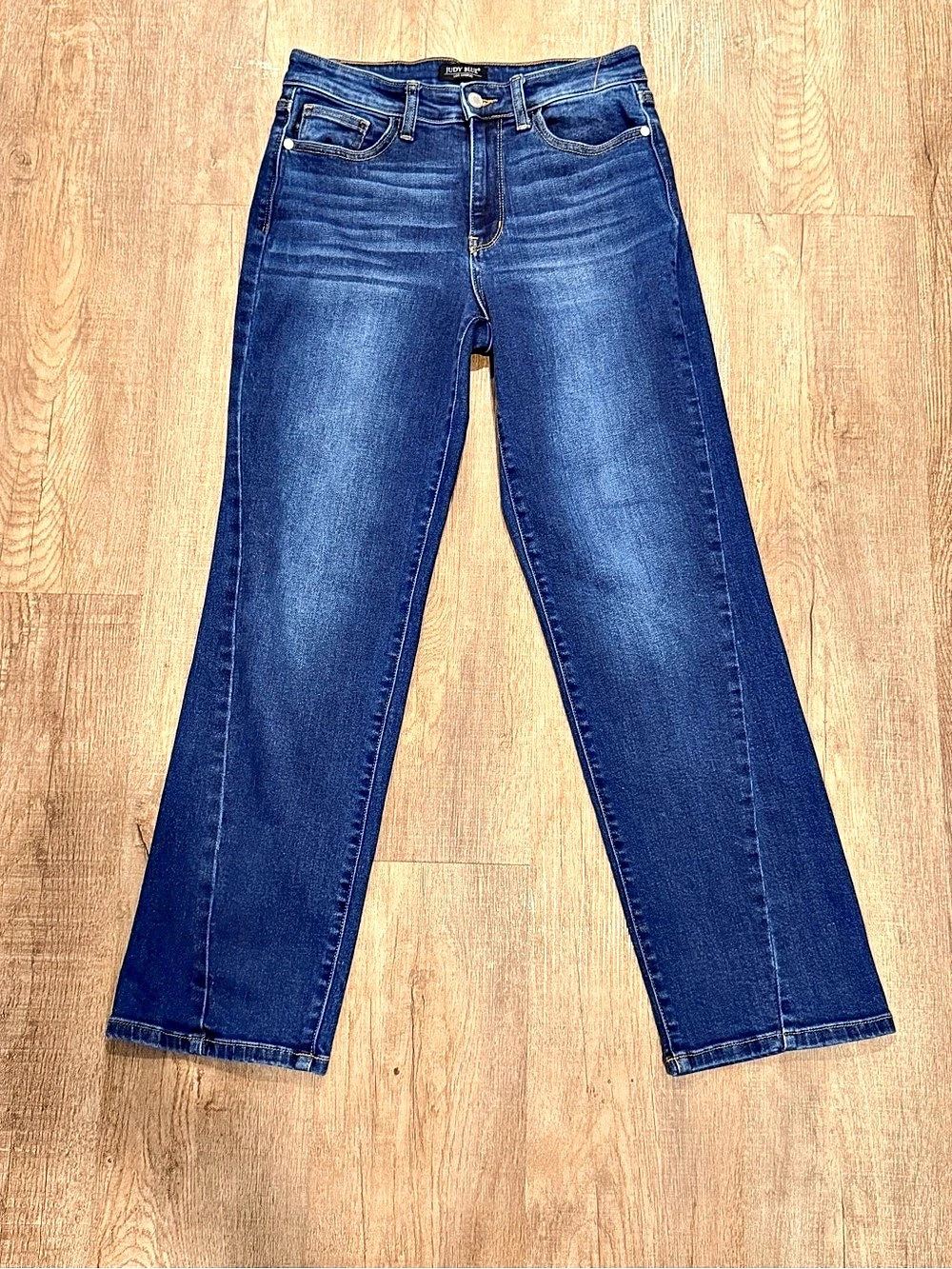 Judy Blue Mid Rise Side Seam Detail Straight Denim Jeans Blue Size 7/28